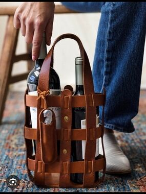 W.P. Standard Leather Wine Carrier Tote - Brown